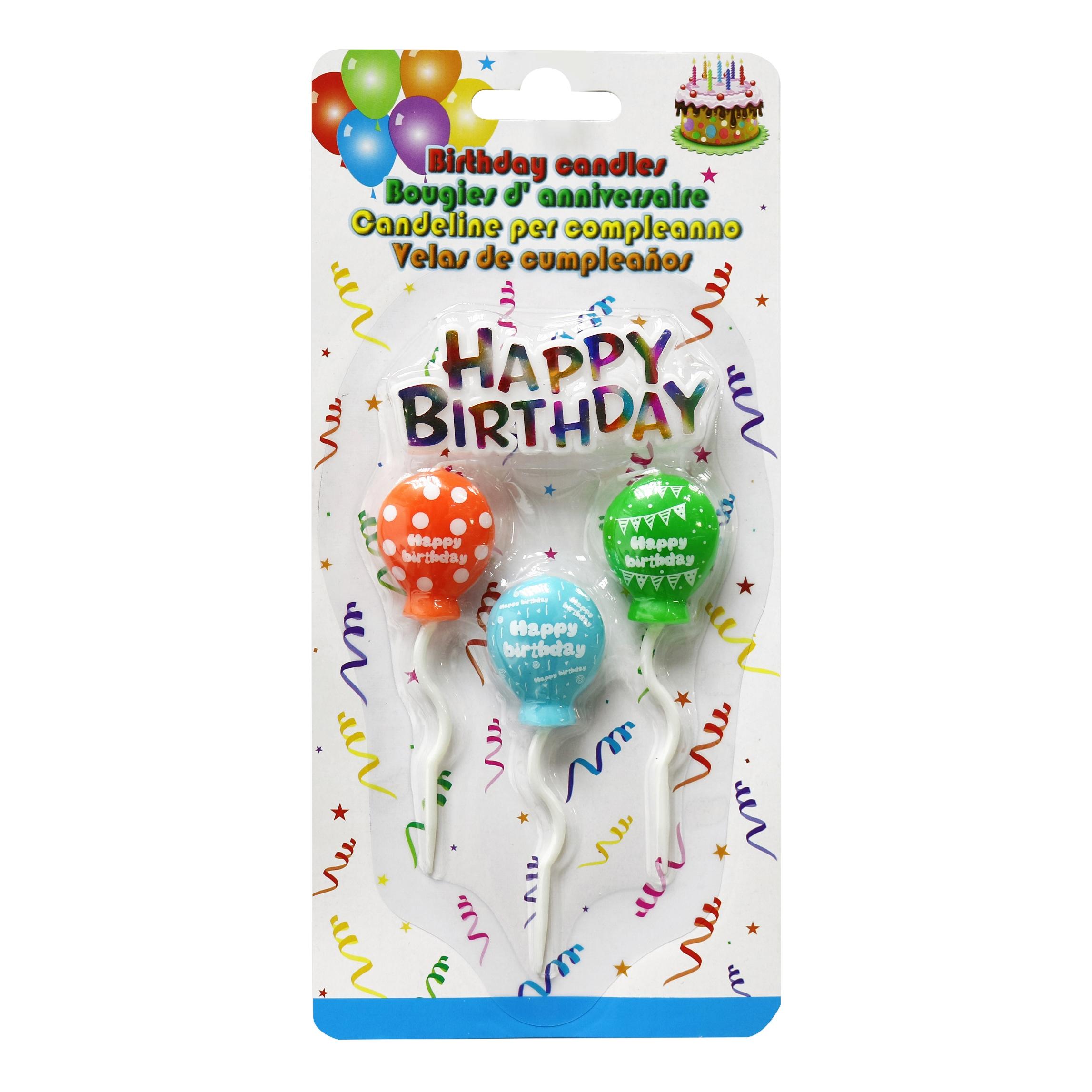 Bộ 3 nến bong bóng kèm chữ ghim Happy Birthday UBL YA0106 8.5cm