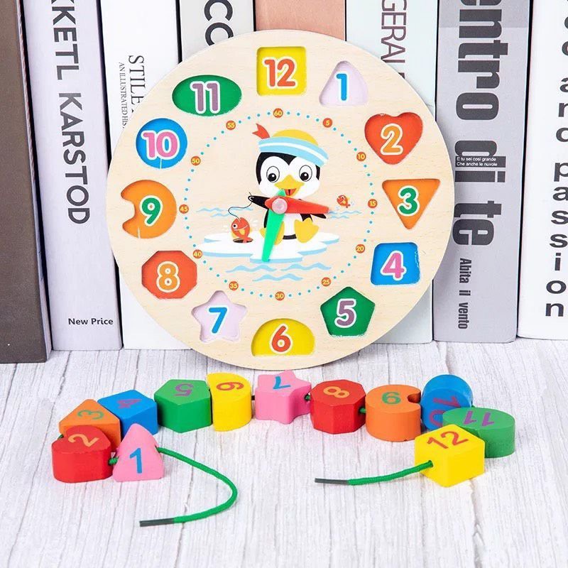 Đồng hồ xỏ giây thả hình khối cho bé