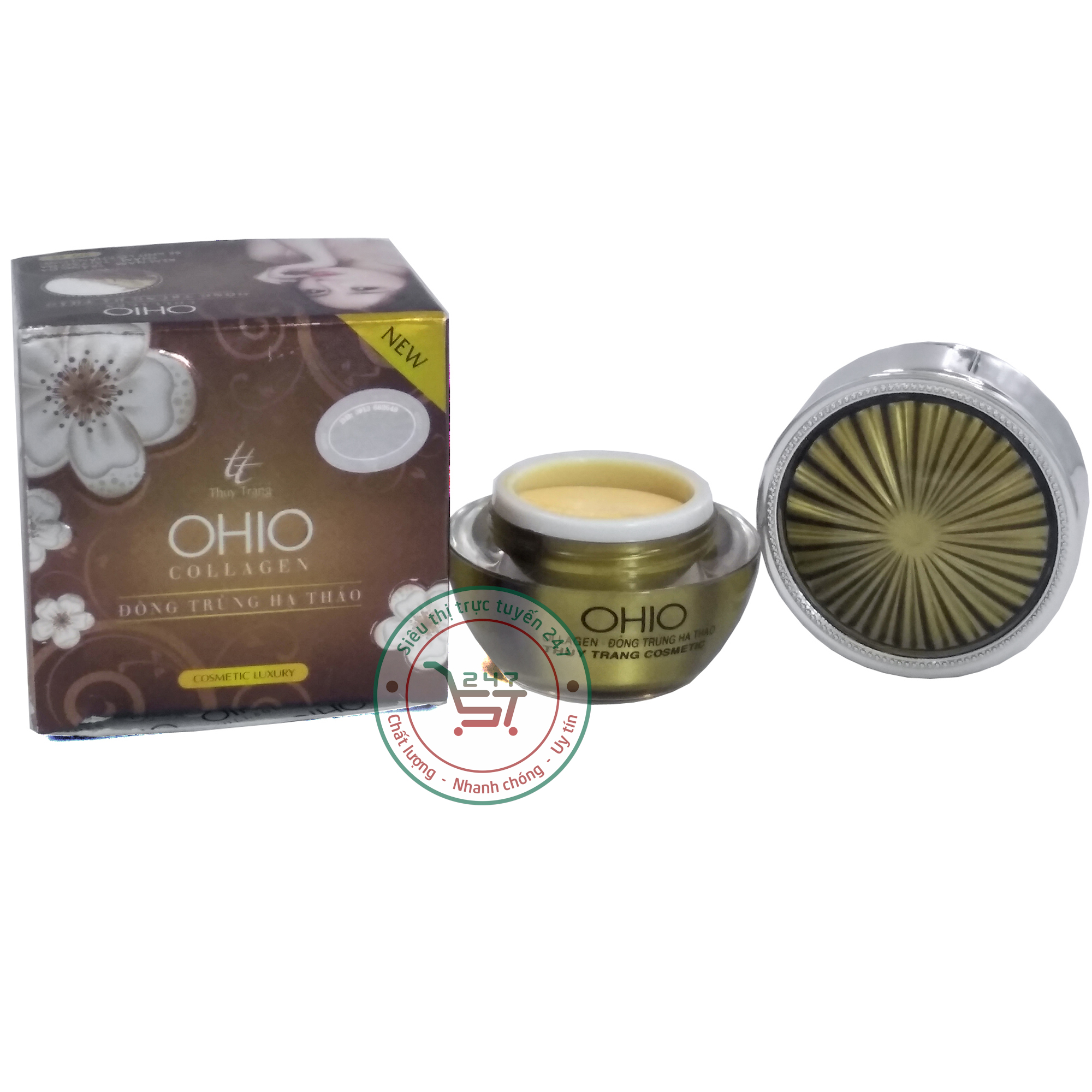 Kem Nám Tàn nhang dưỡng Trắng da mặt mờ Thâm Se khít lỗ chân lông Ohio Collagen Đông trùng hạ thảo 20g (Nâu)