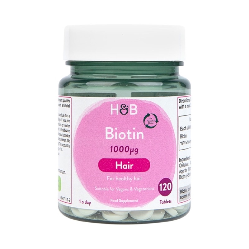 Hộp 120 viên uống chống rụng tóc, kích thích mọc tóc biotin 1000mg h&b của anh