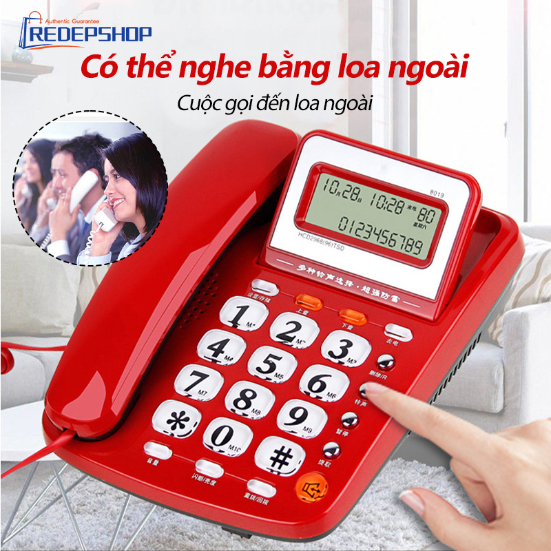 [HCM]Điện thoại cố định điện thoại bàn màu trắng và đỏ 2 cổng nối POS và máy Fax - Điện thoại cố định của văn phòng - Hàng Chính Hãng Giá Rẻ