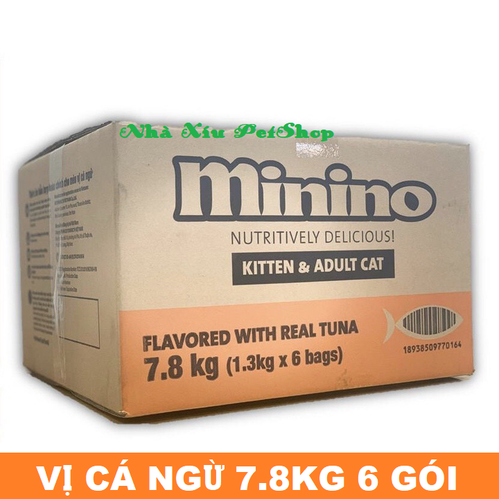 Thức ăn mèo minino vị cá ngừ thùng 7.8kg - petshop xíu pool