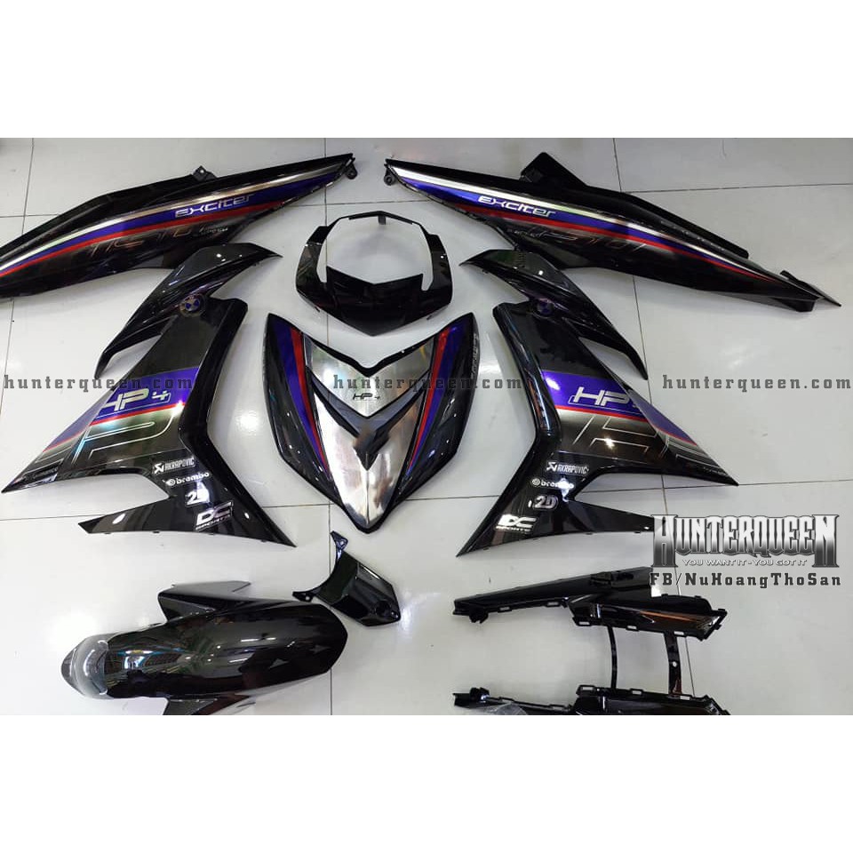 Tem Rời Exciter 150 Chất Liệu Crom. Xe Đen, Tem Hp4. Thay Đổi Màu Sắc Và Chi Tiết Theo Yêu Cầu. Sắc Nét, Bền Màu