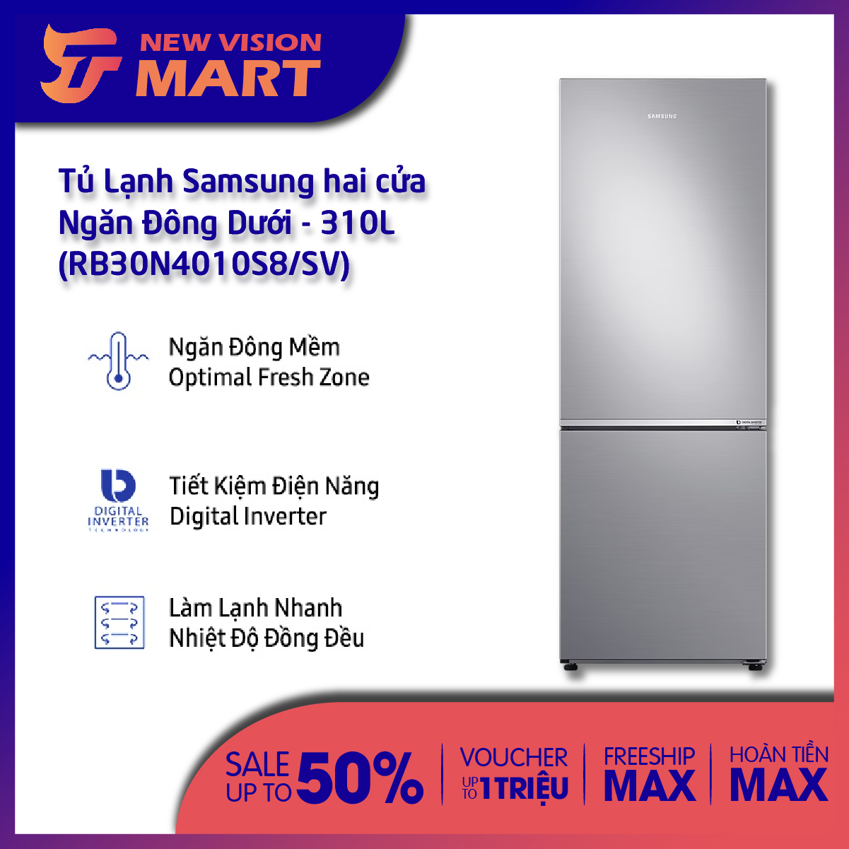 Tủ lạnh Samsung hai cửa Ngăn Đông Dưới 310L