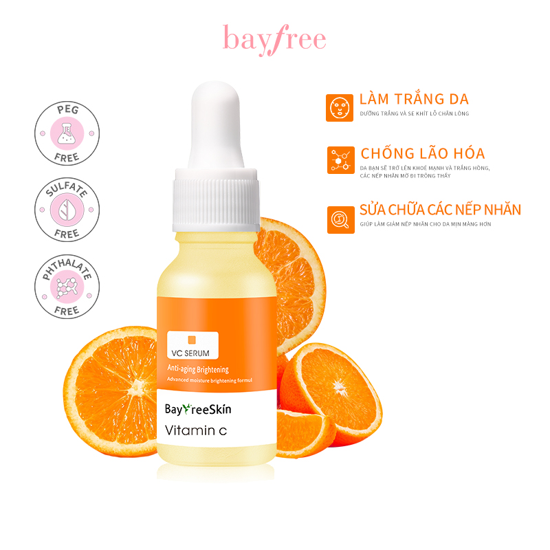 Bayfree Vitamin C Whitening Serum Kem dưỡng ẩm Loại bỏ Tàn nhang Làm mờ Vết thâm Dưỡng da Chống Lão hóa 15ml