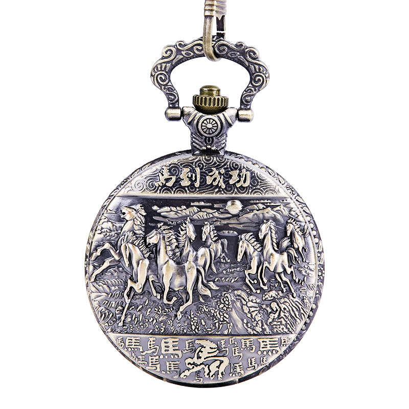 [HCM]T24 ĐỒNG HỒ QUẢ QUÝT CHẠY PIN CHẠM KHẮC HÌNH ĐÀN NGỰA CÙNG CHỮ MÃ ĐÁO CÔNG THÀNH