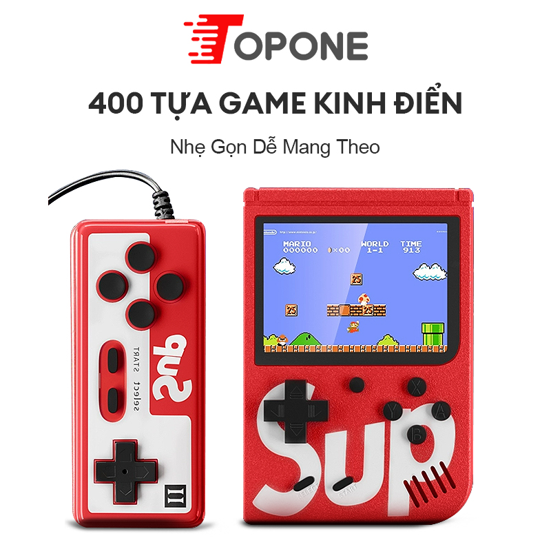 Máy Chơi Game Sup 400 ,Hỗ Trợ 2 Người Chơi , Nạp năng lượng theo chu kỳ +Dây AV kết nối với TV+ kết nối các trò chơi  +Màn hình rộng 3 inch  +400 trò chơi tùy chọn  +Bền vững  +Nâng cấp mới  -Bảo Hành