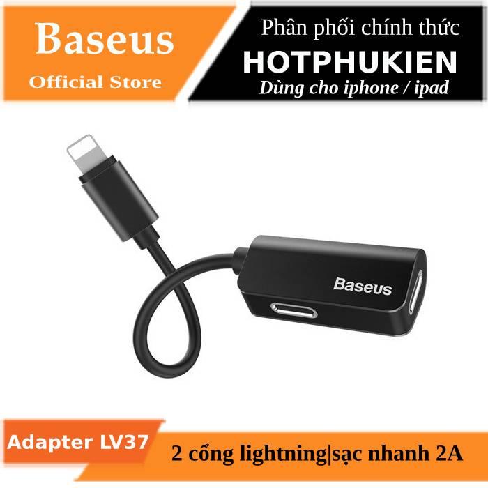 Bộ Adapter chia cổng Lightning thành Jack tai nghe Lightning và sạc Lightning hiệu Baseus L37 cho iPhone iPad - phân phối b