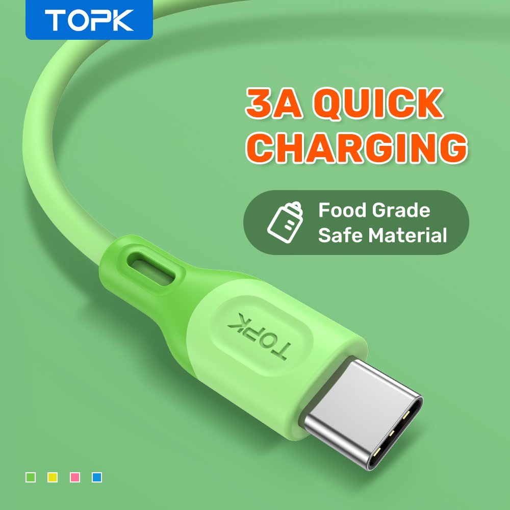 Cáp Sạc Lightning/ Type C chính hãng Topk An84 Làm Bằng Tpe Silicone Mềm