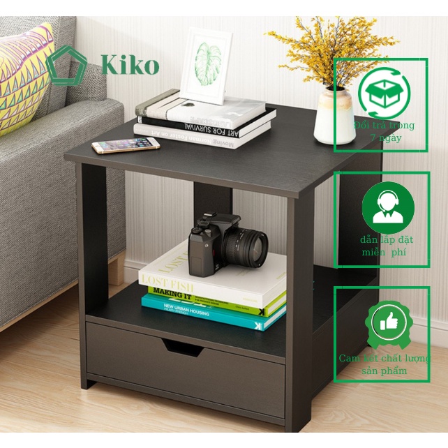 Kệ Đầu Giường Mini Hai Tầng Kèm Tủ Đơn Giản KIKO Gỗ MDF 15mm chống Mọt Đa Năng-TK 1041
