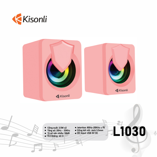 Loa máy tính mini màu hồng Kisonli cực đẹp nghe hay