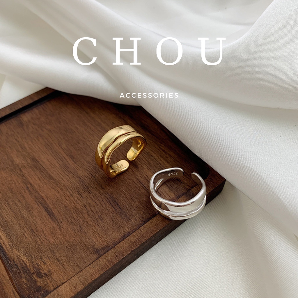 Nhẫn hở hai lớp gợn sóng s925 | chou accessories |