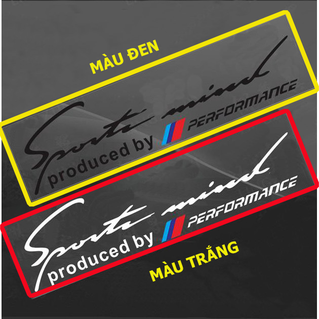 Tem dán Sport mind MOTOR SPORT  lên nắp capo ô tô (Màu trắng)