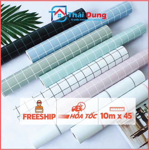 giấy dán tường, decal dán tường kẻ caro keo sẵn 10 Mét khổ 45 cm siêu đẹp