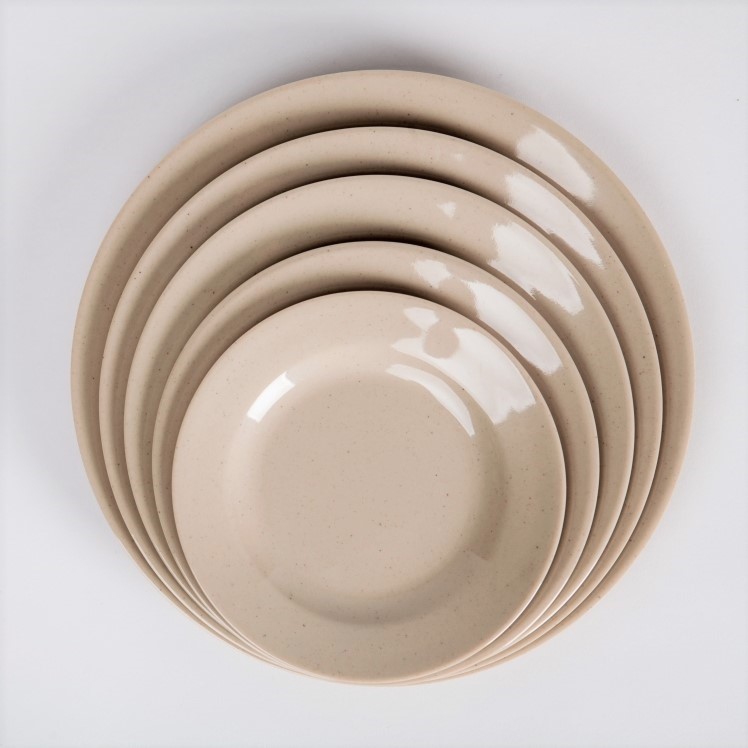 Dĩa cạn nhựa melamine màu nâu nhiều size
