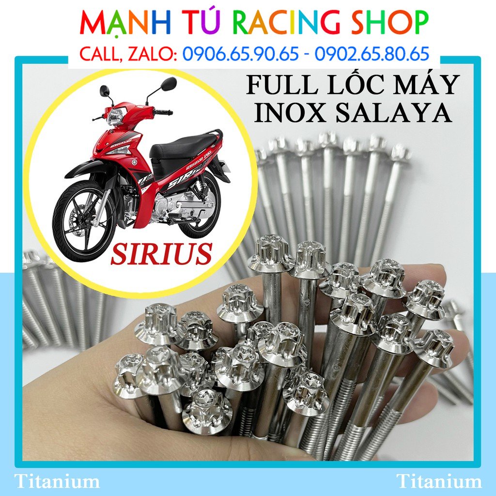 Full bộ ốc lốc máy xe sirius sirius fi 16 ốc sirius xăng cơ 19 ốc inox salaya salaza sala