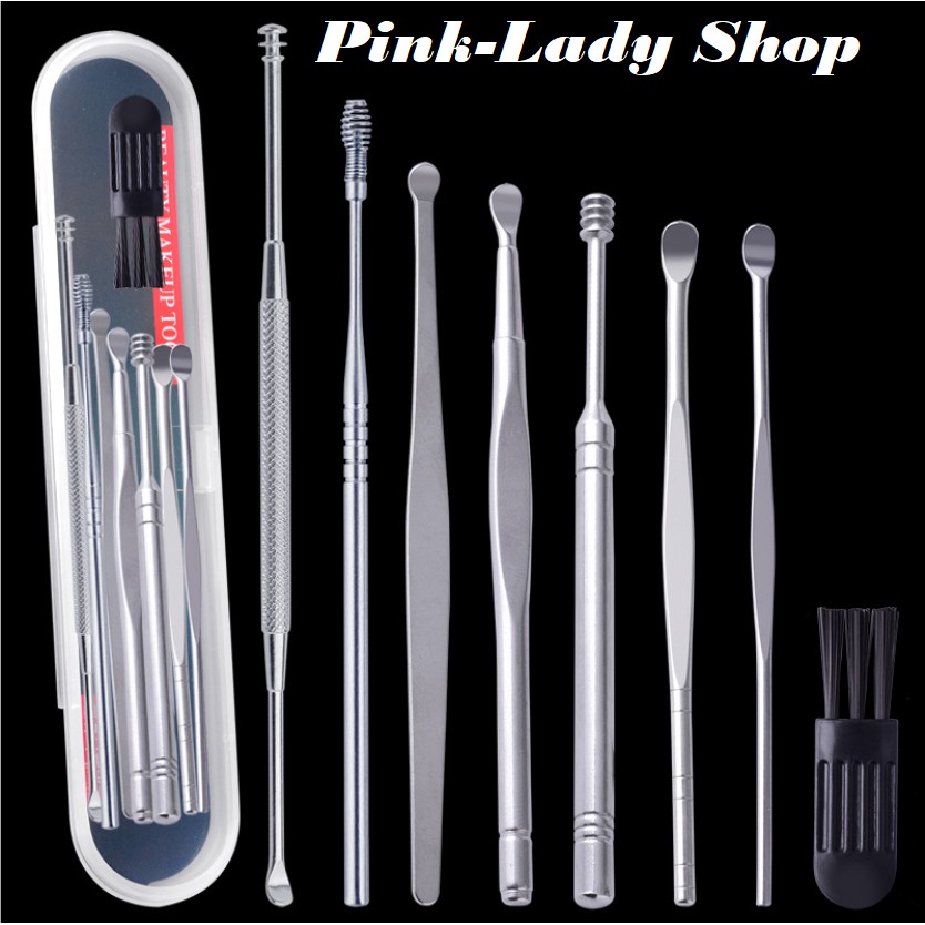 Bộ Lấy ráy tai inox cao cấp, Bộ lấy ráy tai, ngoáy tai 6 chi tiết