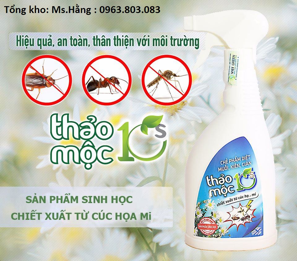 Xịt thảo mộc tiêu diệt và xua đuổi côn trùng - 10s