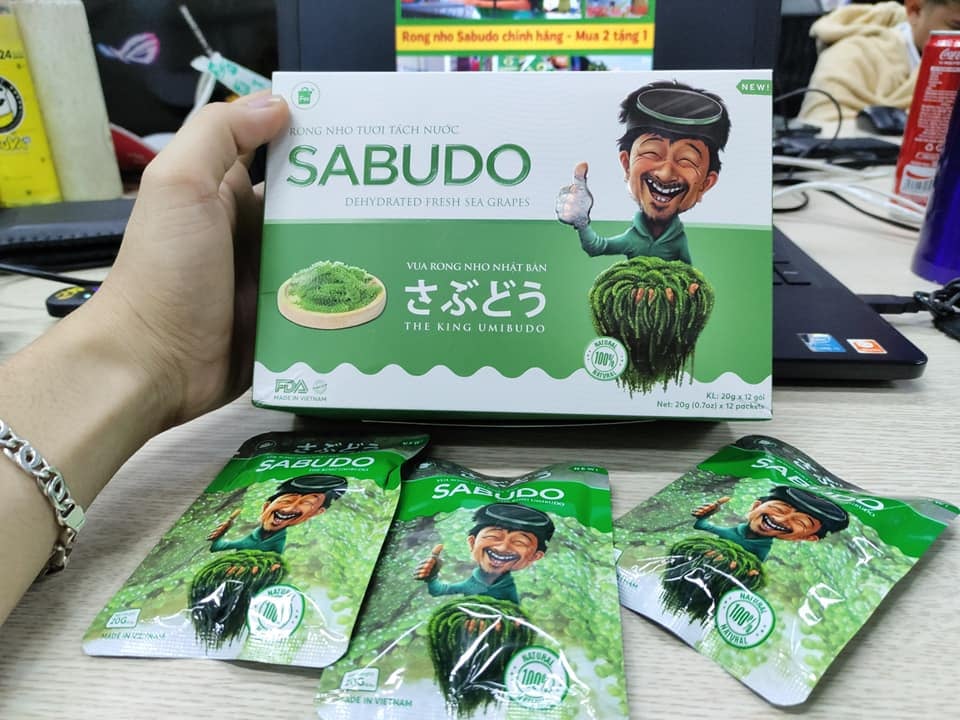 Rong nho tách nước Sabudo Nhật Bản Combo 4 gói + tặng 4 gói sốt mè rang