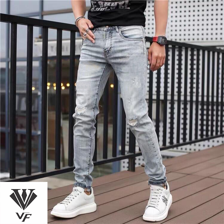 [HCM]QUẦN JEAN NAM THỜI TRANG PHONG CÁCH CAO CẤP GIÁ RẺ 5500 XANH RÁCH GỐI VIET FASHION