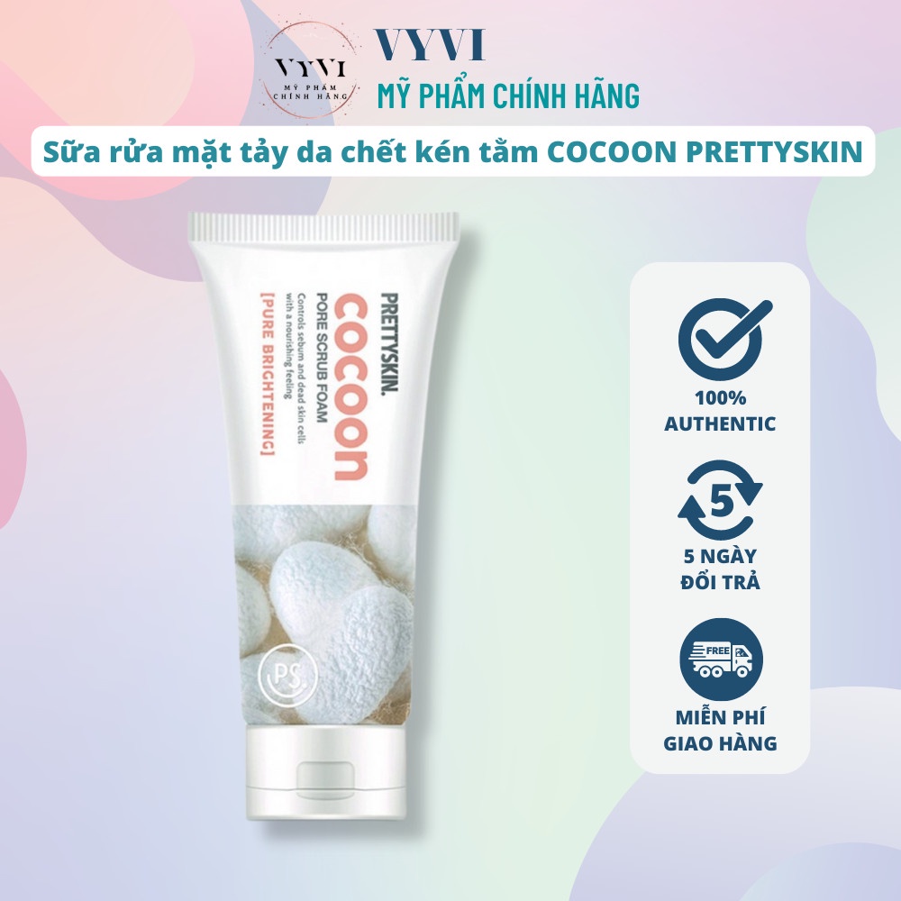 Sửa rửa mặt tẩy da chết kén tằm Cocoon PreetySkin, srm tẩy tế bào chết kén tằm