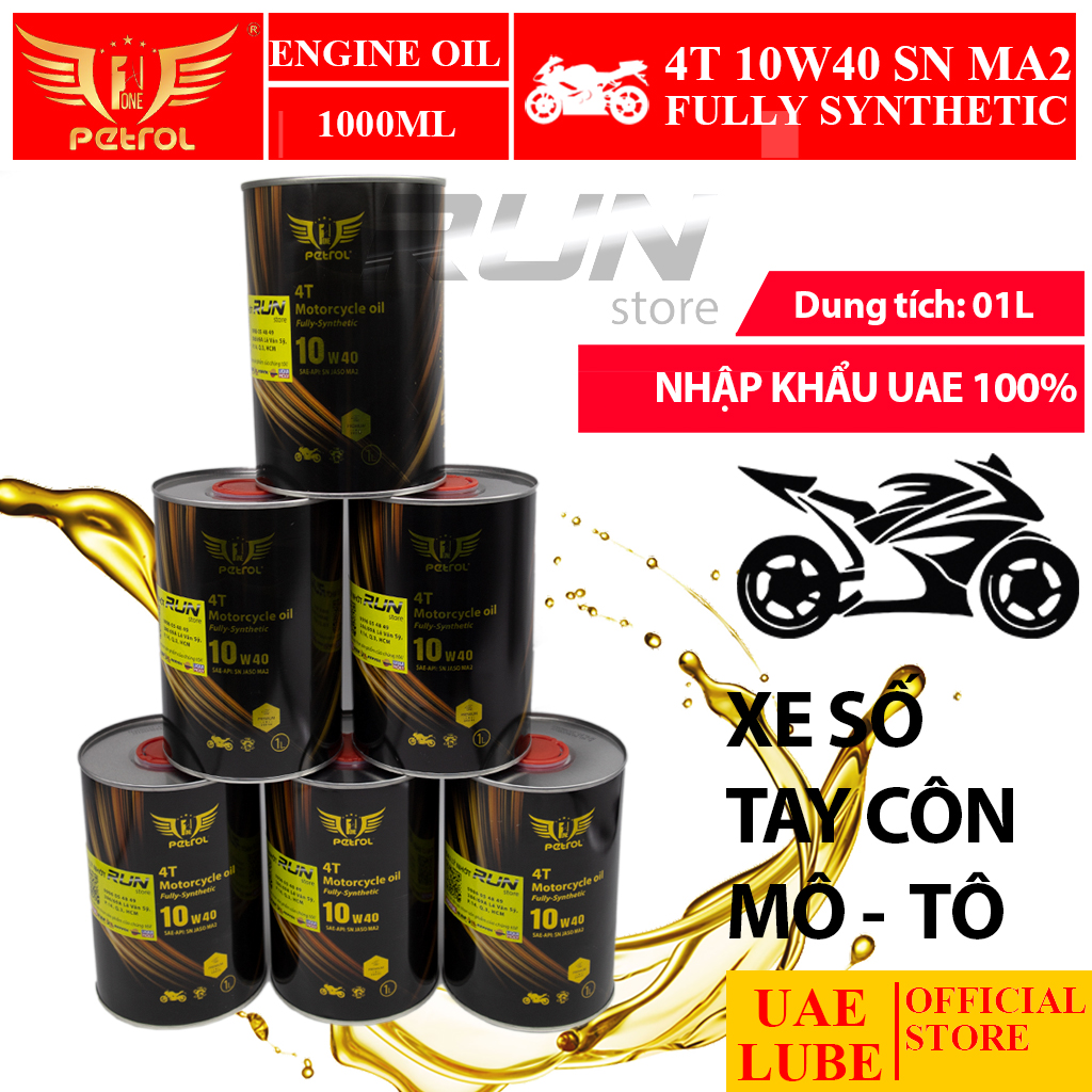 Combo 6 lon nhớt tổng hợp petrol one 10w40 1000ml cho xe số xe ga - nhớt petrol one fully synthetic sae 10w40 jaso ma2 api sn 1000ml