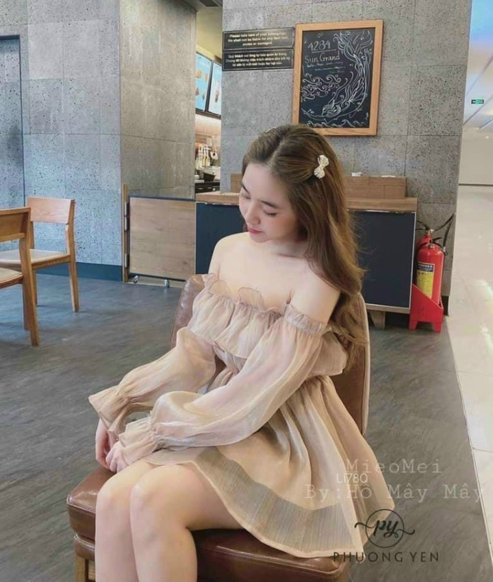 Đầm ngắn bẹt vai 2 lớp chất tơ gân cam kết hàng y hình kèm ảnh thật chính chủ