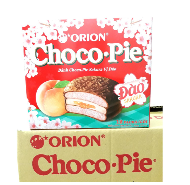 Bánh chocopie đào sakura hộp 360g x 12 chiếc
