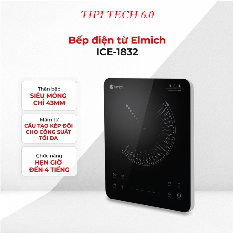 Bếp từ đơn elmich ice 1832, bếp cảm ứng elmich ice-1832, mặt ceramich cường lực cao cấp, bảo hành 12 tháng