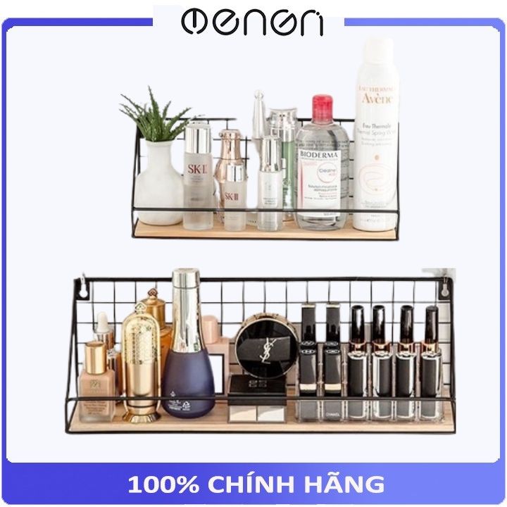 Kệ sắt đáy gỗ đựng đồ nhà tắm nhà bếp, kệ treo tường để đồ đa năng, trang trí nhà cửa
