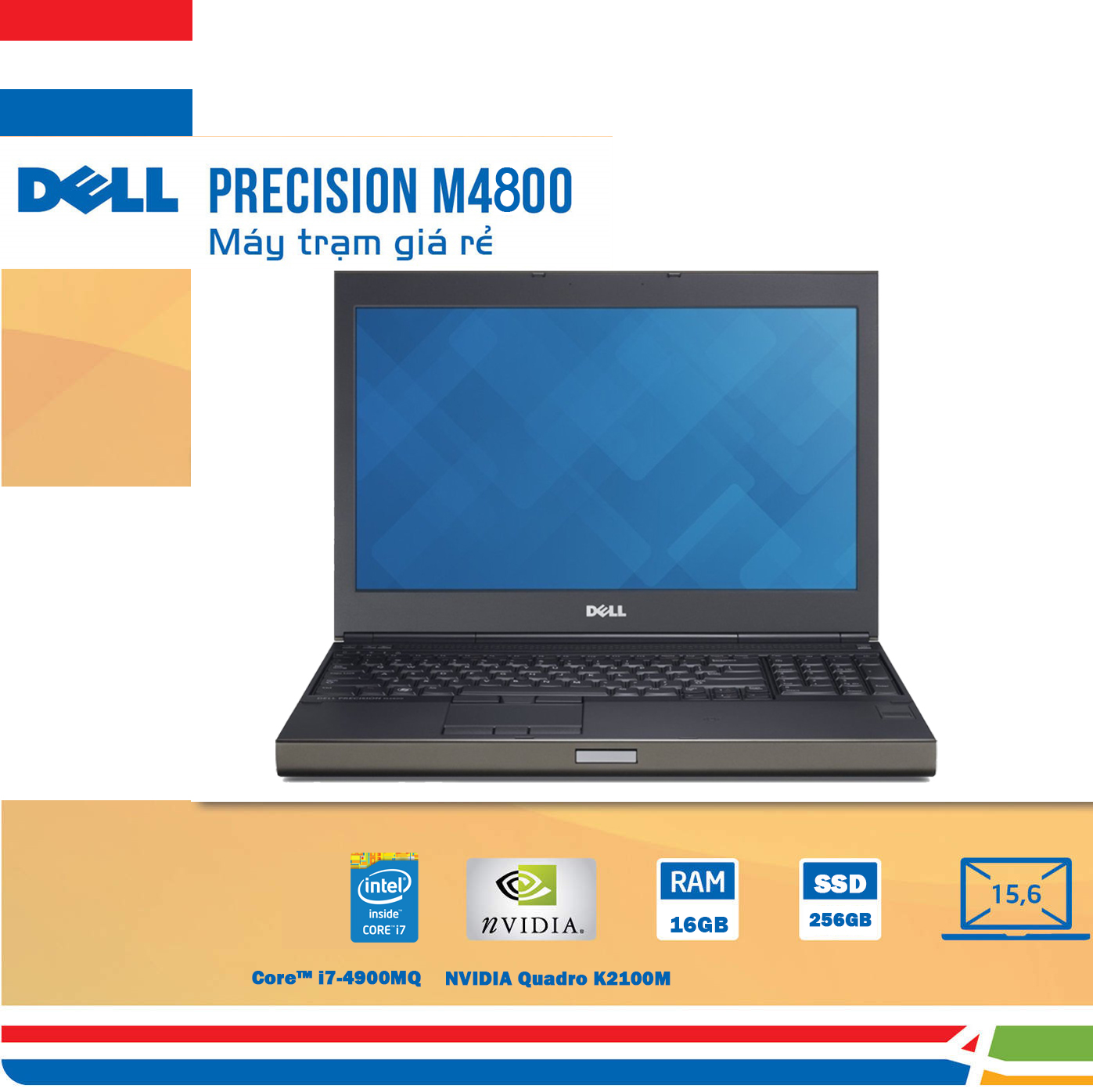 Dell Precision M4800 Core i7 4900MQ, RAM 16GB, SSD 256GB, 15.6 inch Full HD, card K1100M K2100M
