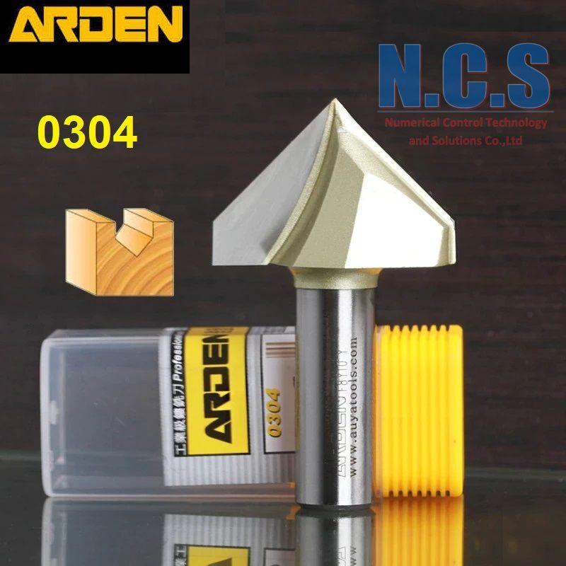 Arden 0304 - mũi dao phay gỗ, alu, chữ v vát cạnh, chamfer cnc 90, 120 độ