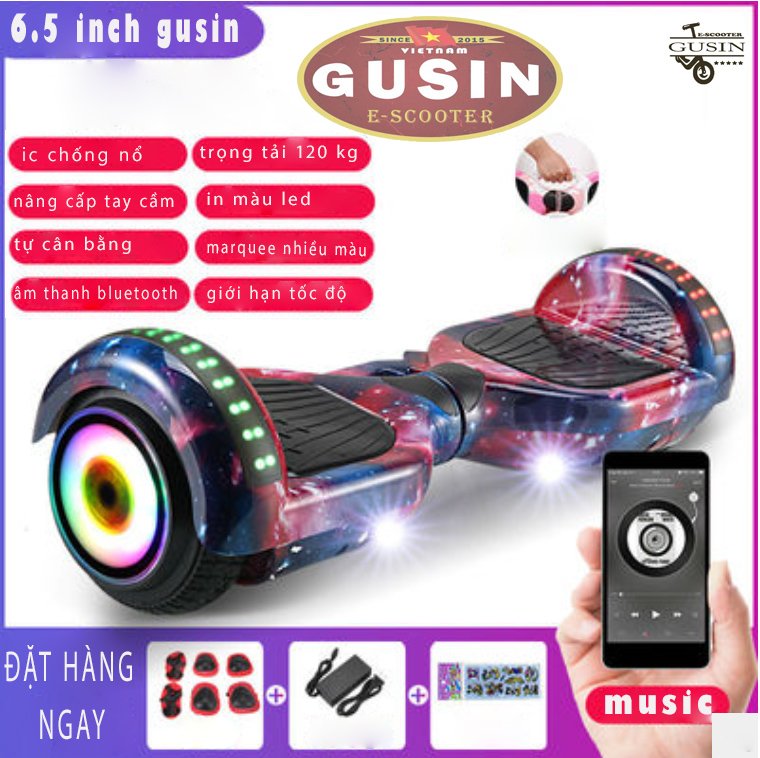 [HCM]xe cân bằng điện 6.5inch GuSin Màu 3D - bảo hành chính hãng 2 năm - loa Bluetooth 2.0