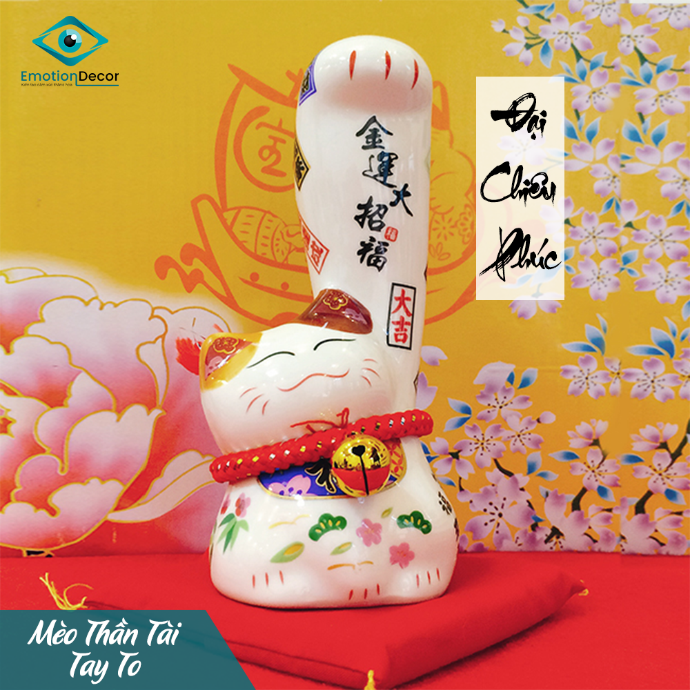 Mèo Thần Tài Vẫy Tay To - Mèo May Mắn Cơ Bắp (Quà Tặng Khai Trương Trưng Bày Thờ Cúng)