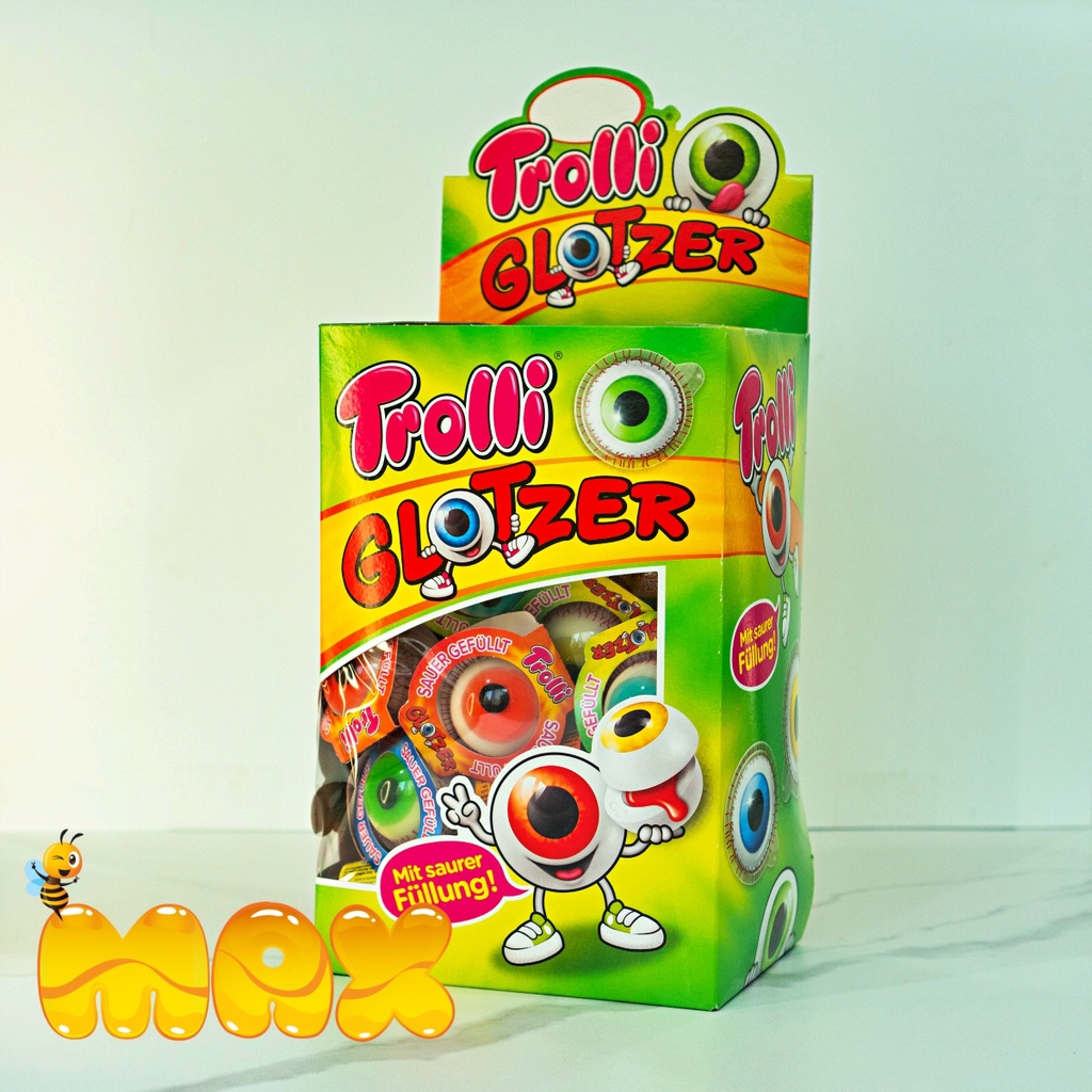 Kẹo dẻo Trolli Glotzer kẹo hình con mắt có nhân cho bé vị hoa quả nhập khẩu Đức