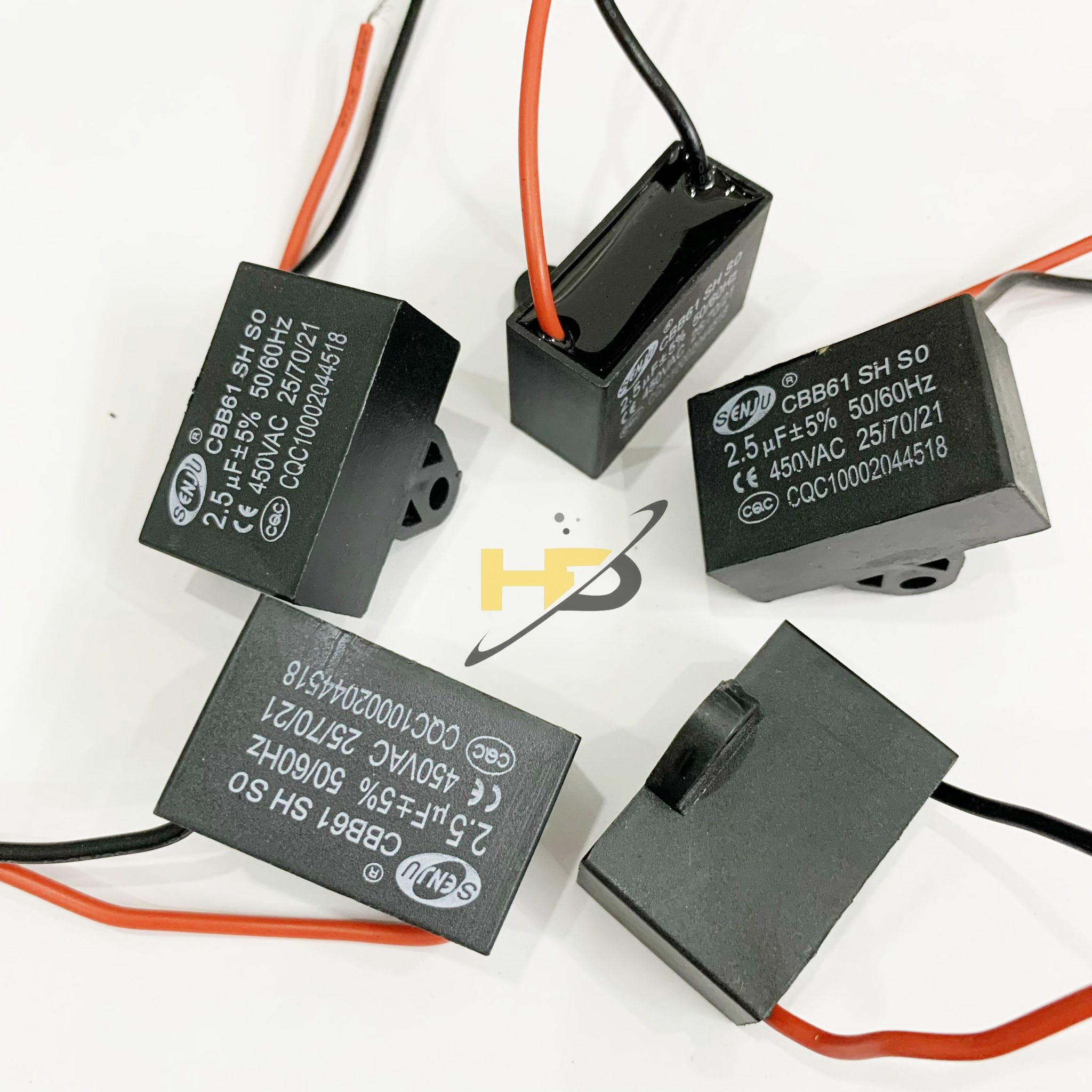 Tụ cbb61 2.5uf 450vac 50/60hz dây senju khởi động quạt mới
