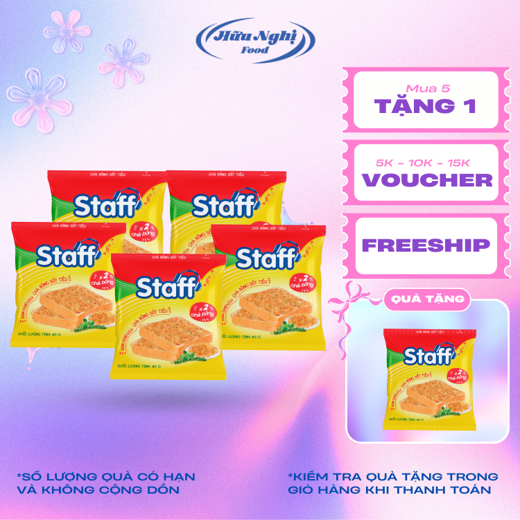 COMBO 5 Bánh mì chà bông sốt tiêu 60g Staff