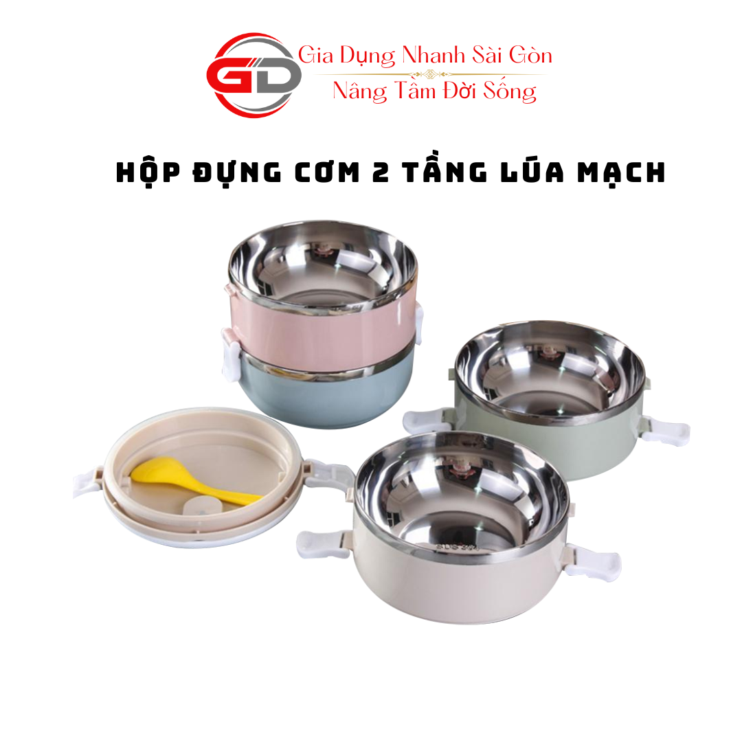 Hộp đựng cơm cặp lồng cơm giữ nhiệt lúa mạch ruột inox chất lượng