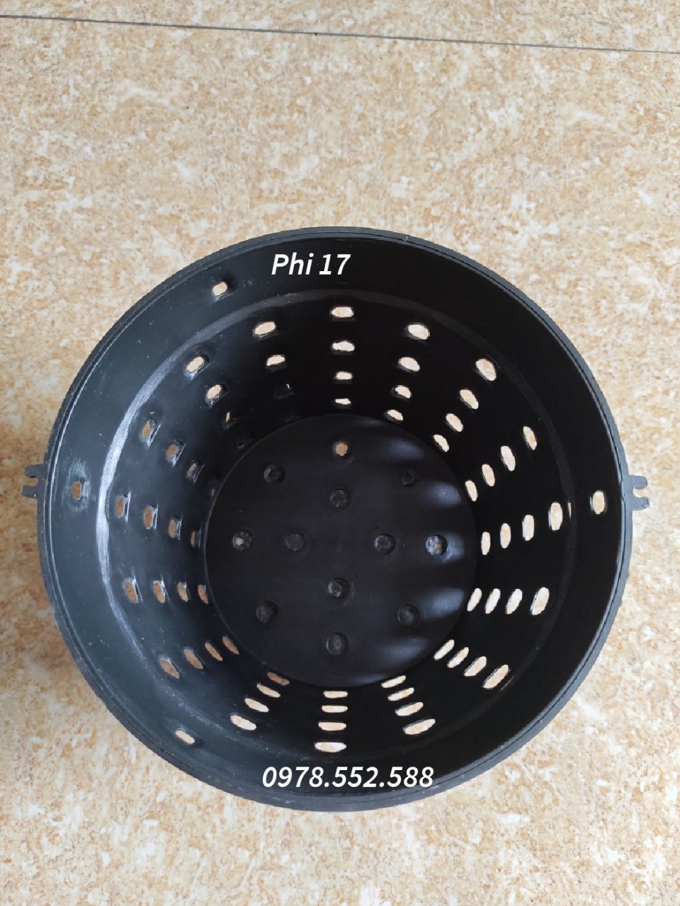 Combo 10 Chậu nhựa đen nhiều lỗ trồng Lan phi 17cm