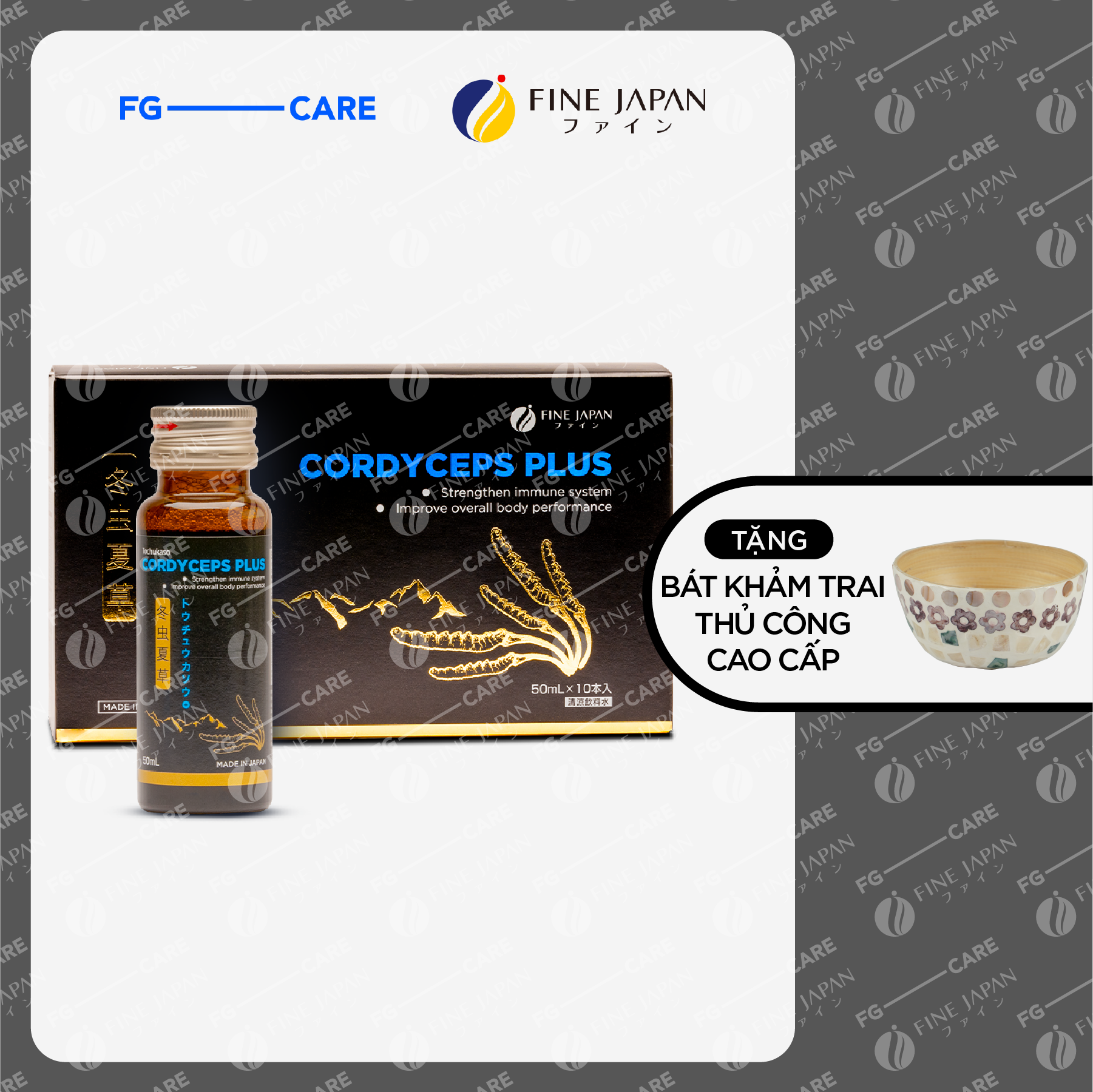 Nước uống đông trùng hạ thảo nhật bản - fine japan cordyceps plus hộp 10 chai x 50ml