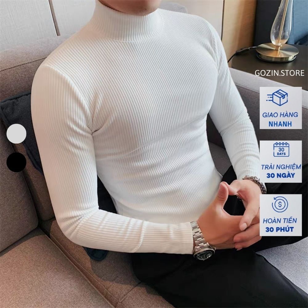 Áo Giữ Nhiệt Nam GOZIN.STORE chất liệu nhung tăm nam dài tay cổ cao giữ âm cao cấp