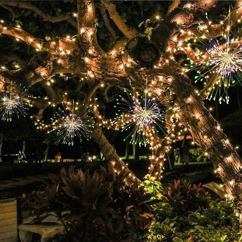 Đèn pháo hoa trang trí sân vườn 5 chùm 3 tầng led tăng phô nhựa