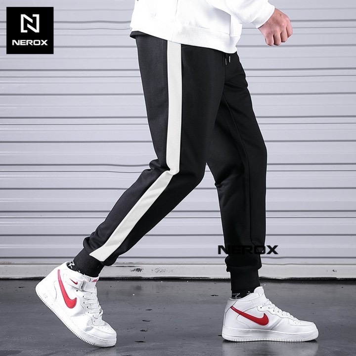 [HCM]Quần Nỉ Nam Nữ THỂ THAO 1 SỌC JOGGER Vải Mềm Mịn Bền Màu Không Nhăn Không Xù Lông Blackwhite