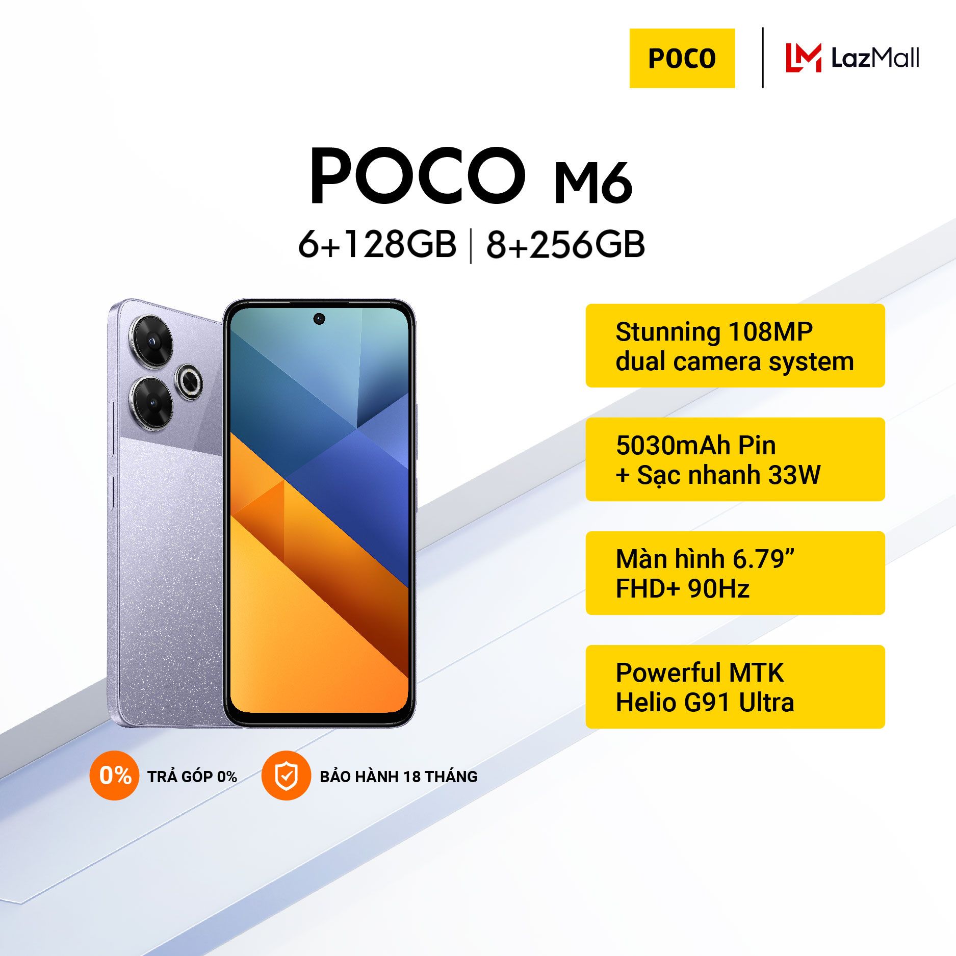 Điện thoại thông minh poco m6 6+128|8+256