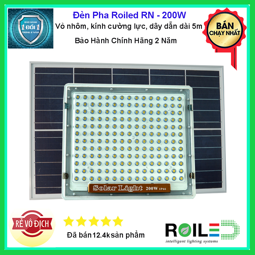 [HCM]Đèn pha năng lượng mặt trời 200w xài trong nhà Roiled RN200 cao cấp| Mẫu mới nhất