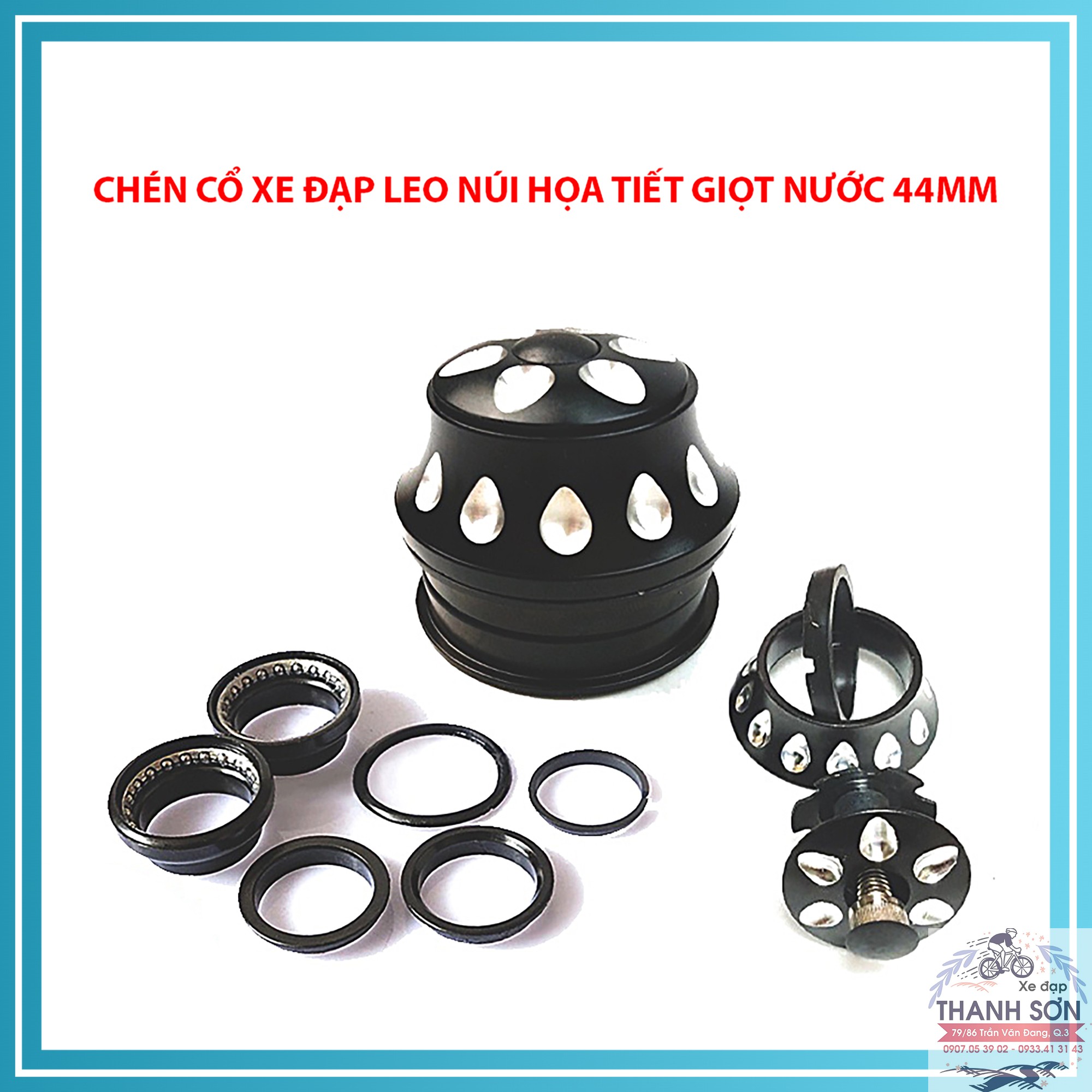 Chén cổ xe đạp leo núi họa tiết giọt nước 44mm