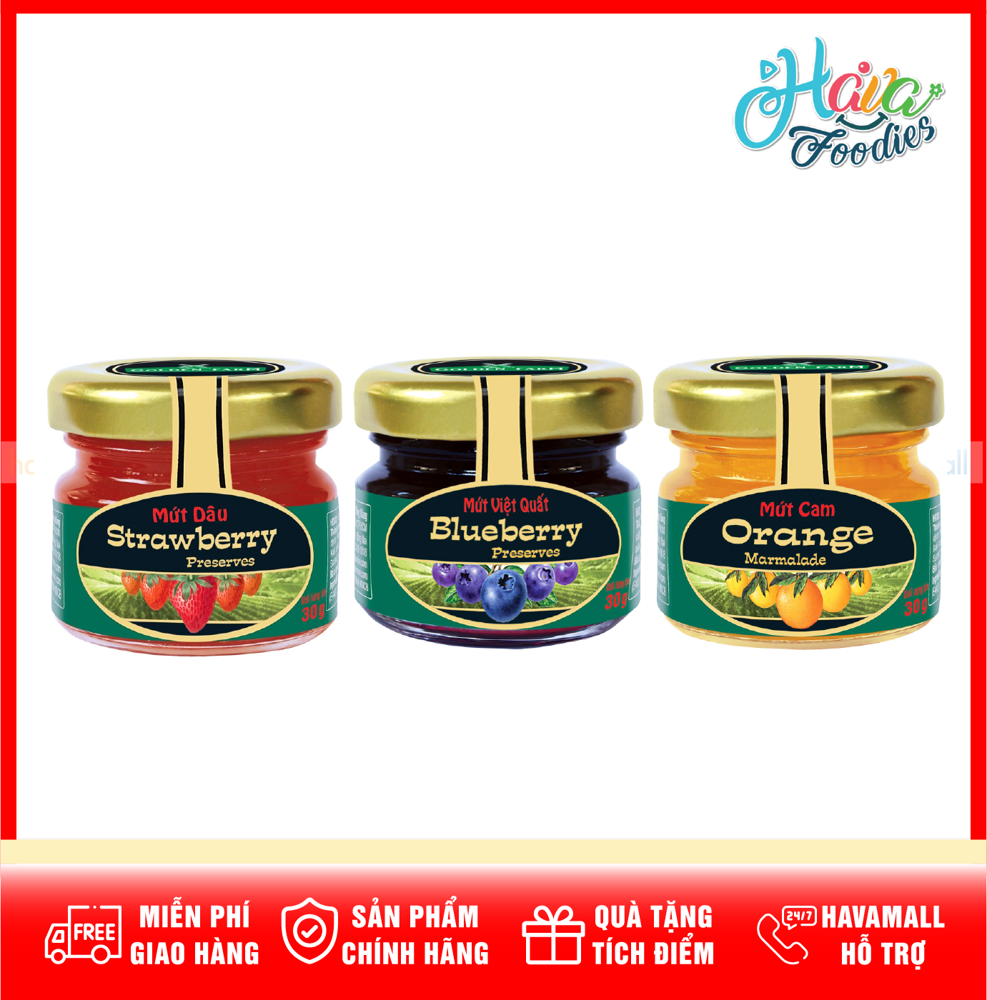 Combo 3 hủ mứt golden farm 30g vị ngẫu nhiên