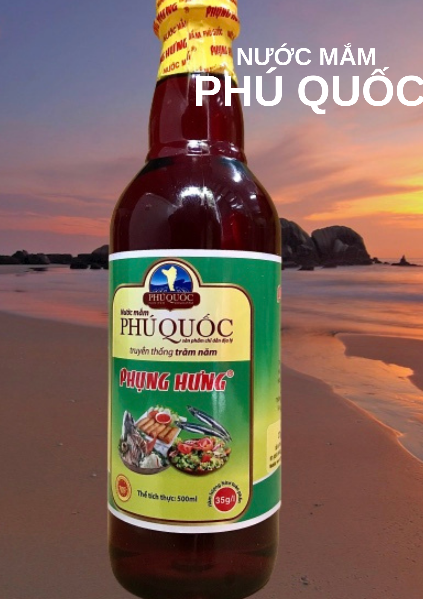 NƯỚC MẮM PHỤNG HƯNG PHÚ QUỐC ĐỘ ĐẠM 35 ĐÓNG CHAI 0,5 LÍT - TẠP HÓA XANH ONLINE