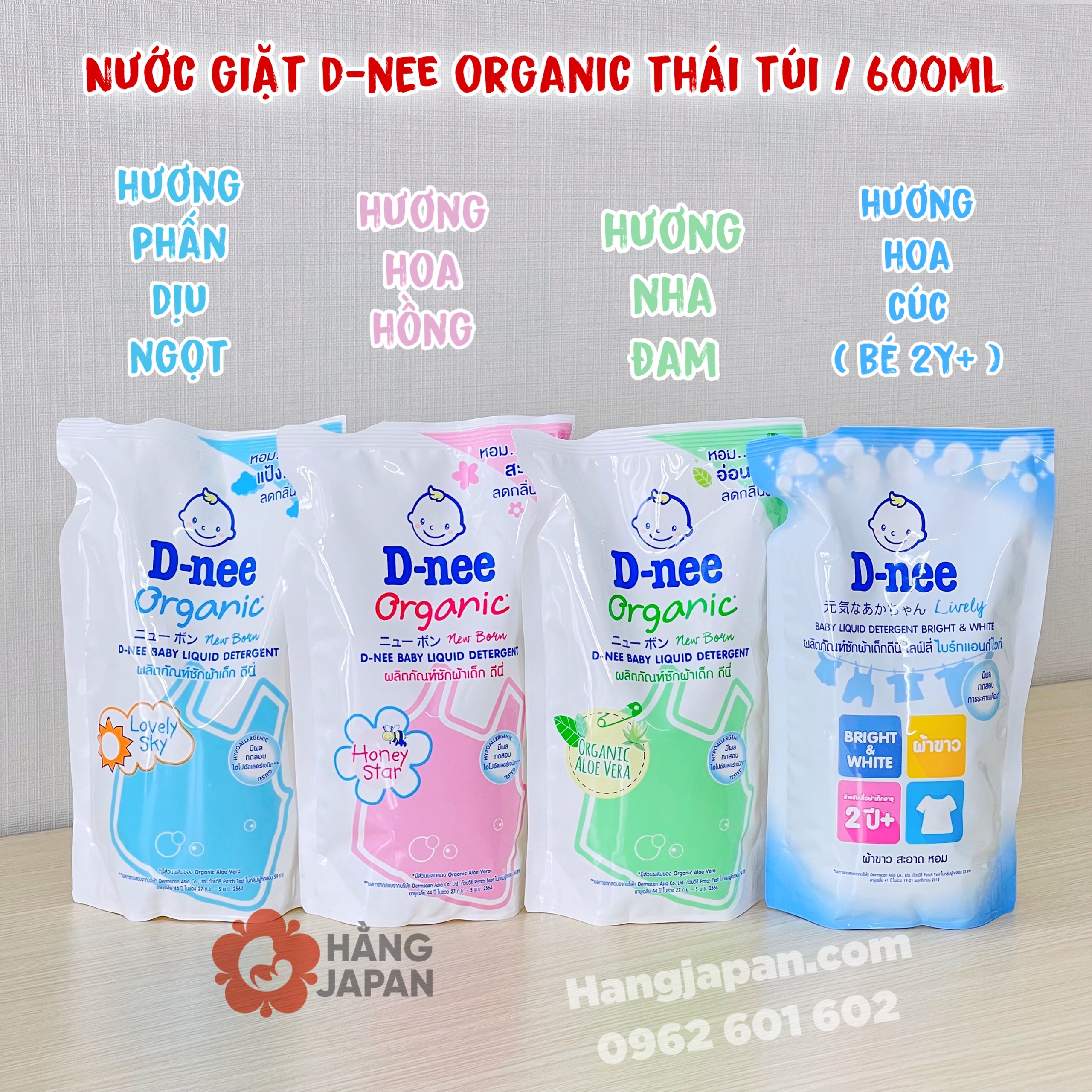 Nước giặt xả Dnee dạng túi cho trẻ từ 0m+ Hàng Thái