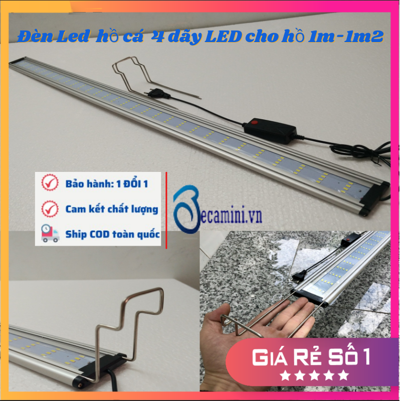 Đèn LED MÁNG NHÔM 4 DÃY LED cho hồ cá thuỷ sinh từ 1M , đèn cho hồ cá dài